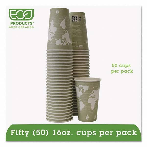 ECO PRODUCTS - World Art Renewable/Compostable Hot Cups, 16 oz, Moss, 50/Pack - Top Tool & Supply