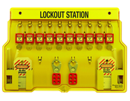 Padllock Wall Station - 15-1/2 x 22 x 1-3/4''-With (10) Xenoy Padlocks - Top Tool & Supply