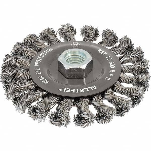 WALTER Surface Technologies - 4-1/2" OD, 5/8-11 Arbor Hole, Knotted Steel Wheel Brush - Top Tool & Supply