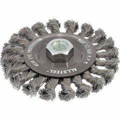 WALTER Surface Technologies - 5" OD, 5/8-11 Arbor Hole, Knotted Steel Wheel Brush - Top Tool & Supply