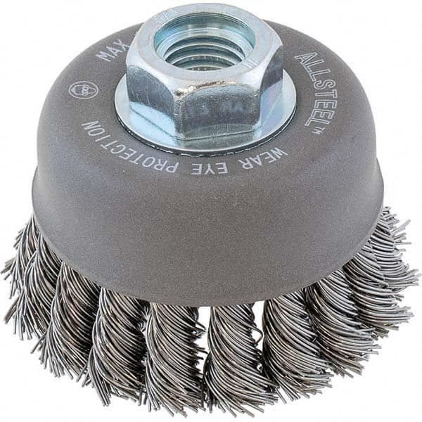 WALTER Surface Technologies - 3" Diam 5/8-11 Threaded Arbor Steel Fill Cup Brush - Top Tool & Supply