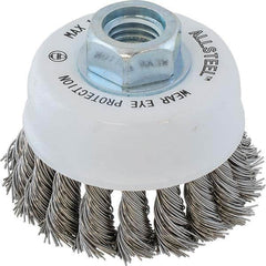 WALTER Surface Technologies - 3" Diam 5/8-11 Threaded Arbor Stainless Steel Fill Cup Brush - Top Tool & Supply