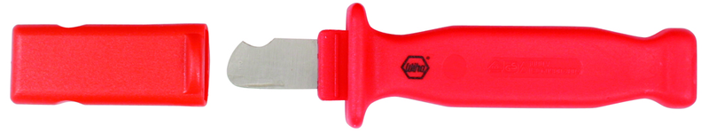 Insulated Electricians Cable Stripping Knife 35mm Blade Length; Hooked cutting edge. Cover included. - Top Tool & Supply