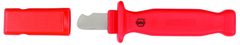 Insulated Electricians Cable Stripping Knife 35mm Blade Length; Hooked cutting edge. Cover included. - Top Tool & Supply