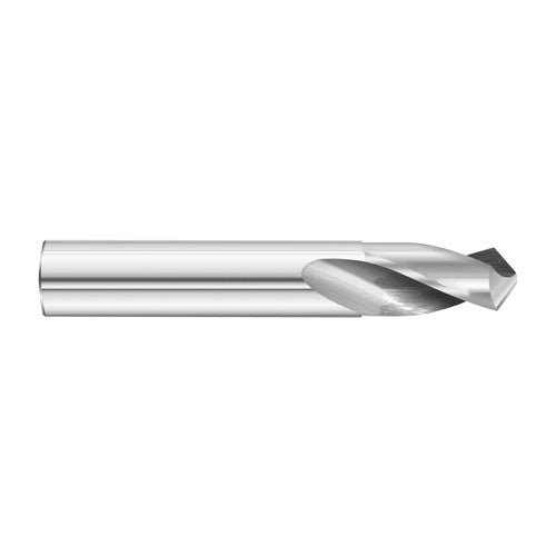 #35 Dia. × 0.11″ Shank × 5/8″ Flute Length × 2″ OAL, 5xD, 118°, Uncoated, 2xD Flute, External Coolant, Round Solid Carbide Drill