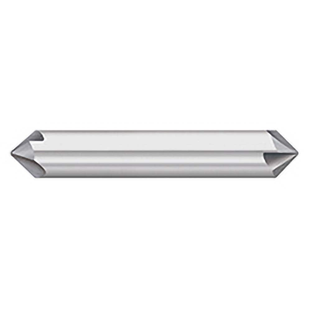 Titan USA - Chamfer Mills; Cutter Head Diameter (Inch): 1/8 ; Included Angle B: 40 ; Included Angle A: 100 ; Chamfer Mill Material: Solid Carbide ; Chamfer Mill Finish/Coating: Uncoated ; Overall Length (Inch): 2 - Exact Industrial Supply