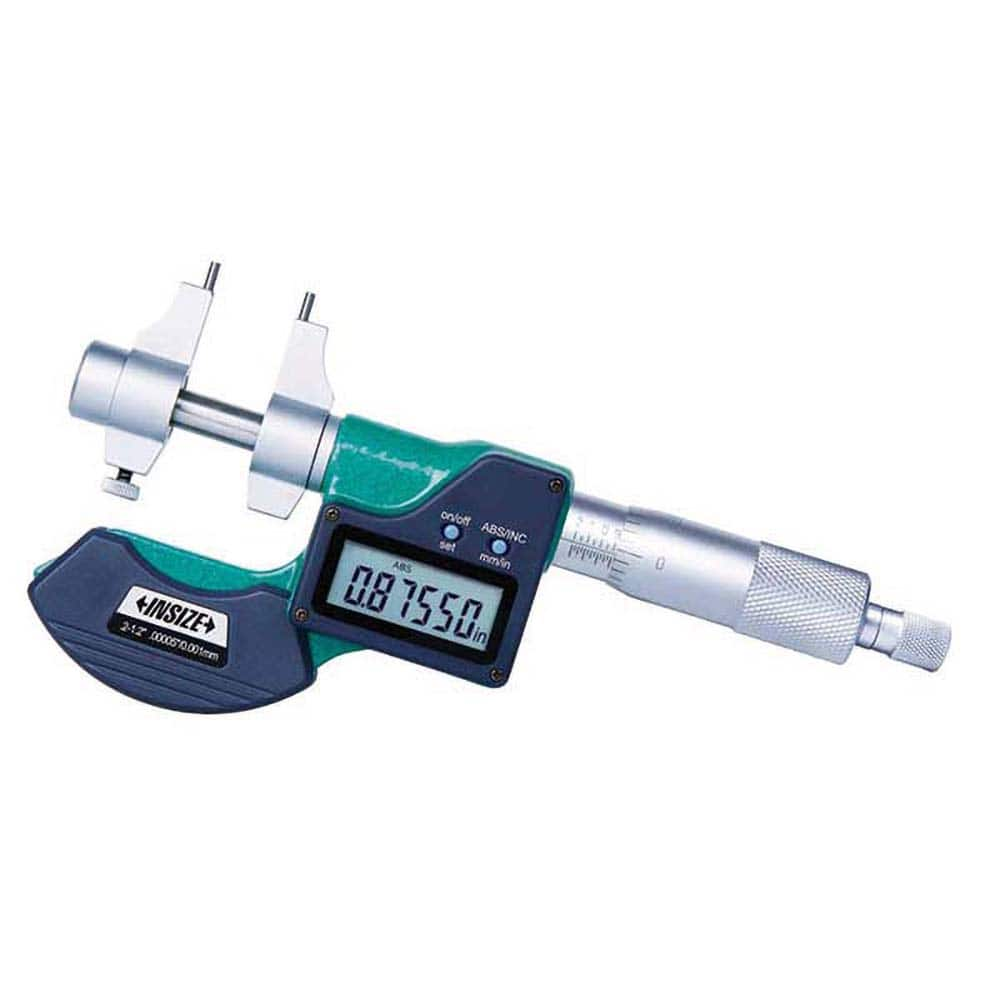 Insize USA LLC - Electronic Inside Micrometers; Minimum Measurement (Inch): 1 ; Minimum Measurement (mm): 25.00 ; Minimum Measurement (Decimal Inch): 1 ; Maximum Measurement (Inch): 2 ; Maximum Measurement (Decimal Inch): 2 ; Maximum Measurement (mm): 50 - Exact Industrial Supply