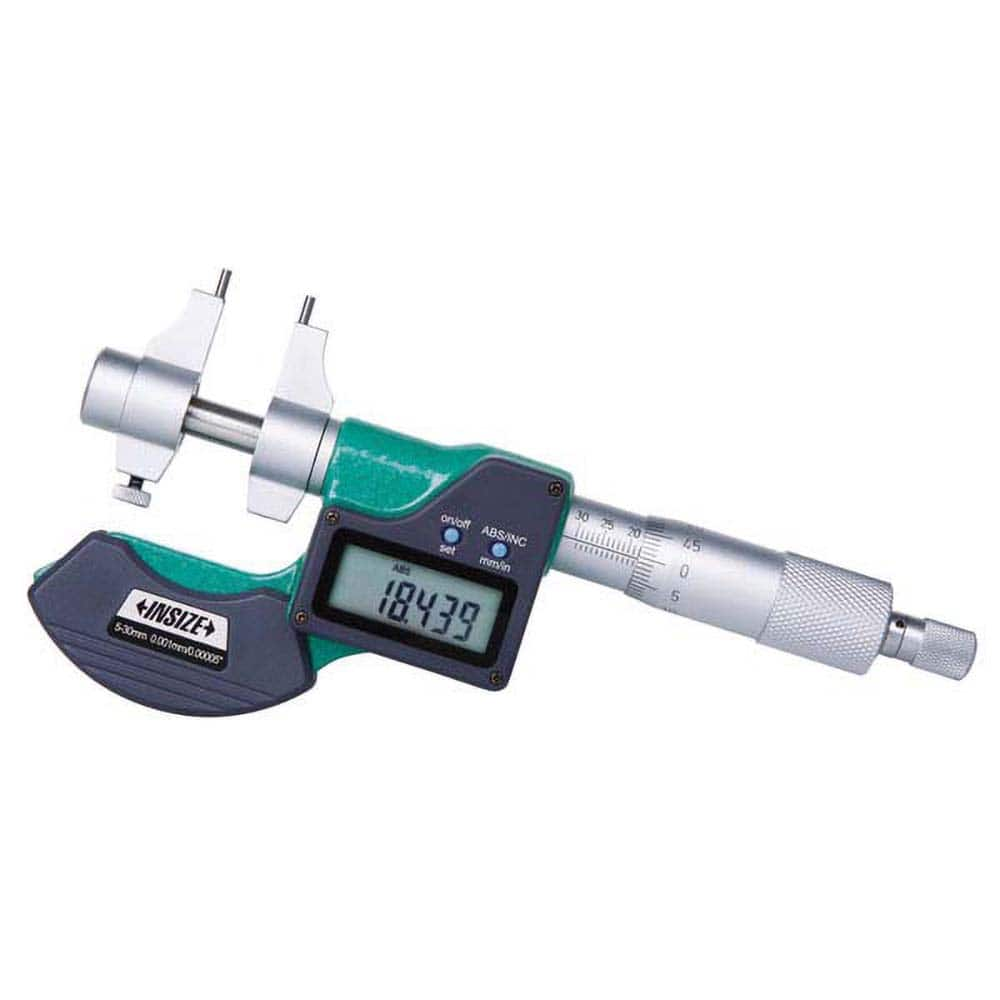 Insize USA LLC - Electronic Inside Micrometers; Minimum Measurement (Inch): 0.2000 ; Minimum Measurement (mm): 5.00 ; Minimum Measurement (Decimal Inch): 0.2000 ; Maximum Measurement (Inch): 1.2000 ; Maximum Measurement (Decimal Inch): 1.2000 ; Maximum M - Exact Industrial Supply