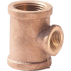 Merit Brass - Brass & Chrome Pipe Fittings Type: Reducing Tee Fitting Size: 1-1/4 x 1-1/4 x 3/4 - Top Tool & Supply