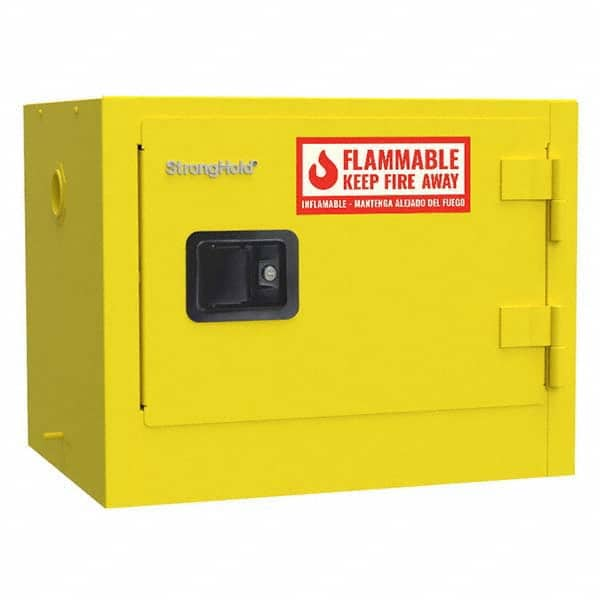 Strong Hold - Safety Cabinets Hazardous Chemical Type: Flammable and Combustible Liquids Color: Yellow - Top Tool & Supply