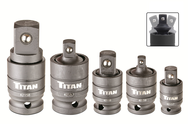5 Piece - #16150 - 1/4; 3/8 & 1/2" Drive - Pin-Free Locking U-Joint Adapter Set - Top Tool & Supply