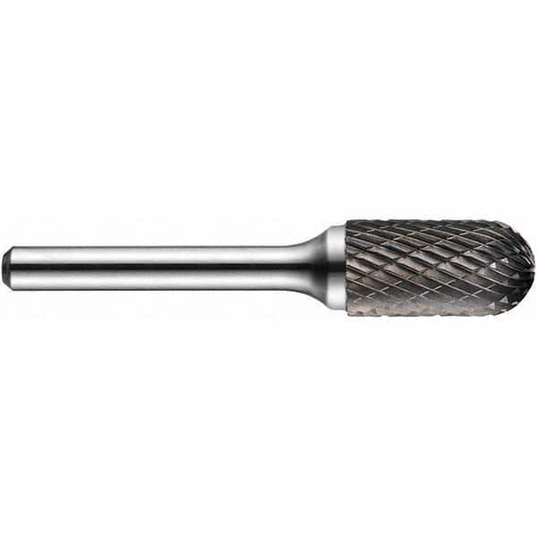 Precision Twist Drill - 1/2" Cut Diam, 1/4" Shank Diam, Carbide Double Cut Cylinder Burr with Radius - Top Tool & Supply