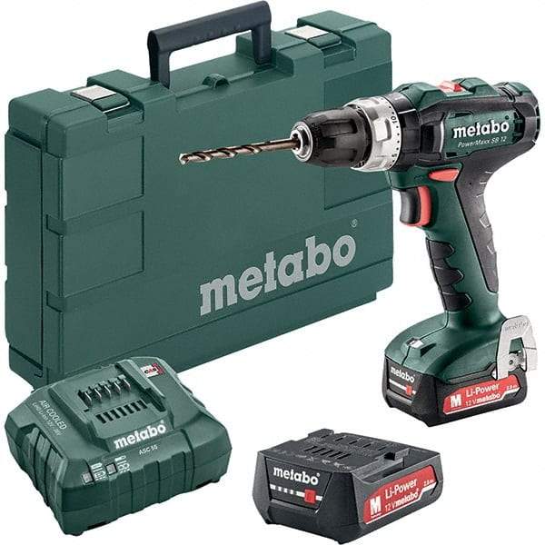 Metabo - 12 Volt 3/8" Keyless Chuck Cordless Hammer Drill - 0 to 21,000 BPM, 0 to 360 & 1,400 RPM, Reversible - Top Tool & Supply