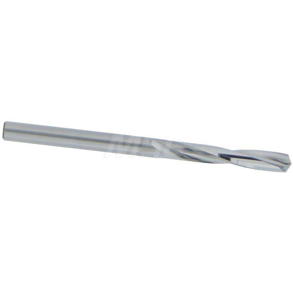 Screw Machine Length Drill Bit: 0.136″ Dia, 135 °, Solid Carbide Bright/Uncoated, Right Hand Cut, Straight-Cylindrical Shank