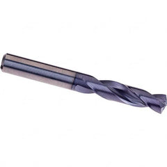 Screw Machine Length Drill Bit: 0.1654″ Dia, 140 °, Solid Carbide TiAlN Finish, Right Hand Cut, Spiral Flute, Straight-Cylindrical Shank, Series DIN 6537 K