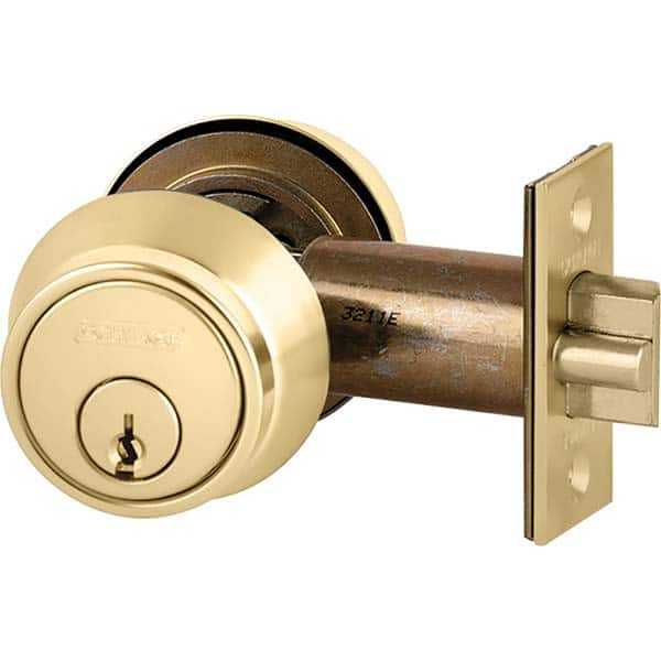 Schlage - Deadbolts Type: Deadlocking Latch Door Thickness Range: 1-1/2-1-3/4 - Top Tool & Supply