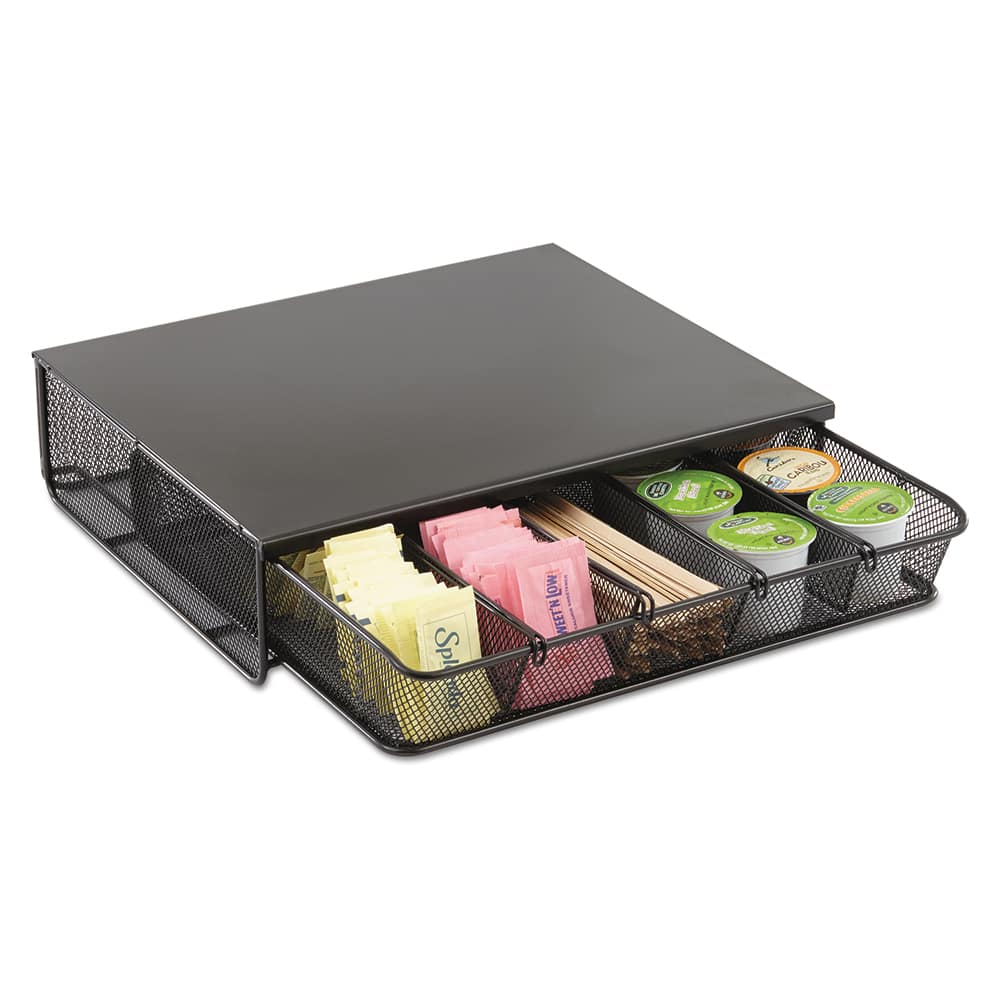 Safco - Coffee, Tea & Accessories; Breakroom Accessory Type: Coffee Condiment/Cup Organizer ; Breakroom Accessory Description: Condiment Organizers-Coffee Condiment Station ; Color: Black - Exact Industrial Supply