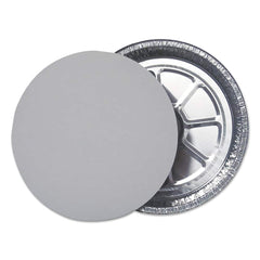 Durable Packaging - Food Container Lids; For Use With: 9" Round Aluminum Containers, Boardwalk 9" Round Aluminum To-Go Containers ; Shape: Round ; Diameter/Width (Decimal Inch): 9.0000 ; Length (Decimal Inch): 10.0000 ; Material Family: Paper ; Color: Si - Exact Industrial Supply