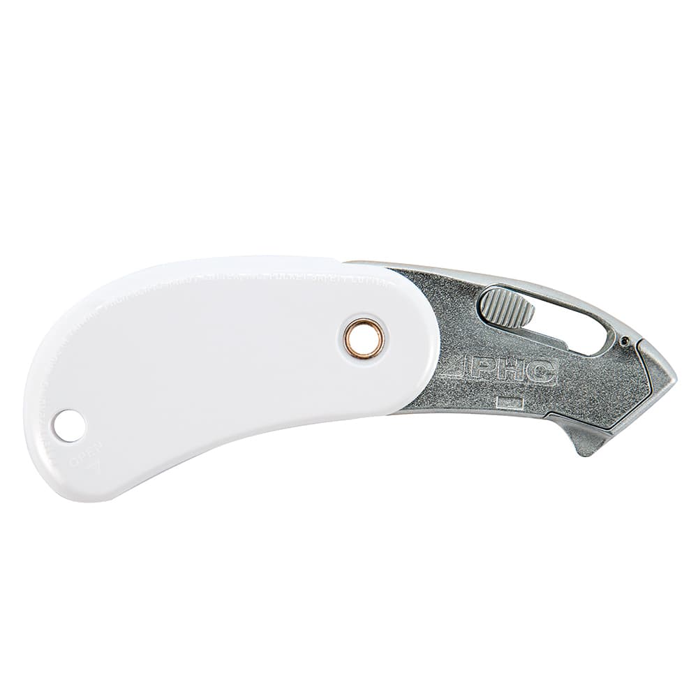 PHC - Utility Knives, Snap Blades & Box Cutters; Type: Safety Cutter ; Blade Type: Retractable; Springback ; Number of Blades Included: 1 ; Number of Blades: 1 ; Handle Material: Plastic ; Color: White - Exact Industrial Supply