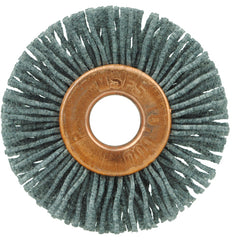 1-1/8″ Small Diameter Nylox Wheel Brush, .022/120SC Crimped Fill, 1/4″ Arbor Hole - Top Tool & Supply