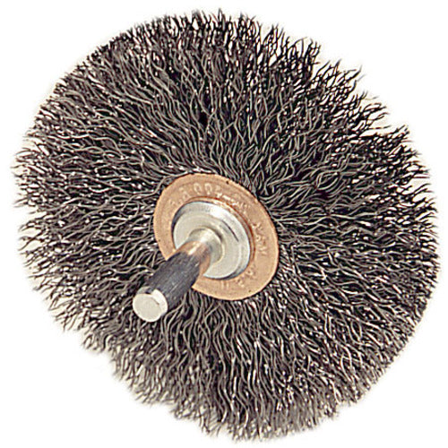 2-1/2″ Stem-Mounted Crimped Wire Wheel, .014″ Steel Fill, 1/4″ Stem - Top Tool & Supply