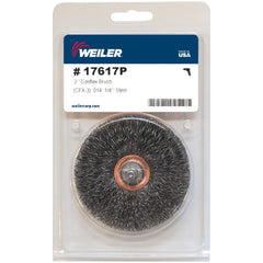 3″ Stem-Mounted Crimped Wire Wheel, .014″ Steel Fill, 1/4″ Stem, Retail Pack - Top Tool & Supply