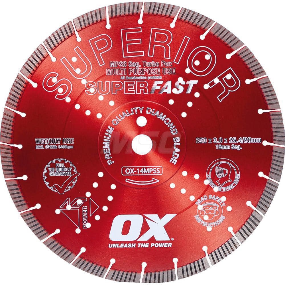 Wet & Dry Cut Saw Blade: 14″ Dia, 1″ Arbor Hole Use on Universal Hard, Standard Arbor