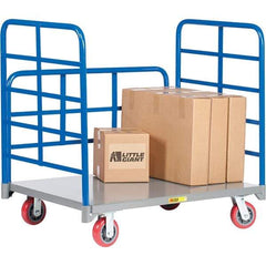 Little Giant - 3,600 Lb Capacity Steel Double End Rack Platform Truck - Steel Deck, 24" OAW, 60" Platform Length, Polyurethane Casters - Top Tool & Supply