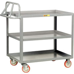 Little Giant - 1,200 Lb Capacity, 30" Wide x 48" Long x 35" High Cart - 3 Shelf, Steel, Polyurethane Casters - Top Tool & Supply