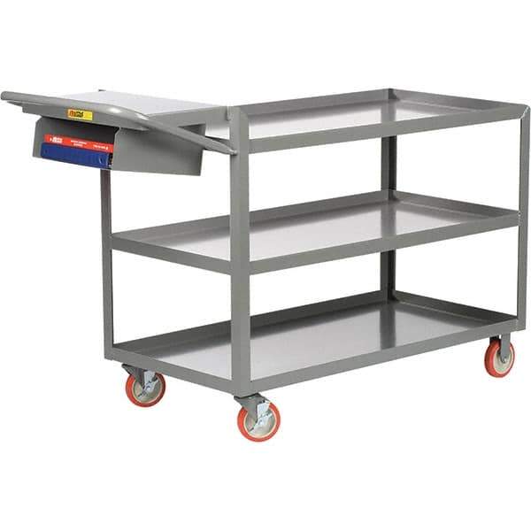 Little Giant - 1,200 Lb Capacity, 24" Wide x 48" Long x 35" High Order Picking Cart - 3 Shelf, Steel, 2 Rigid/2 Swivel Casters - Top Tool & Supply