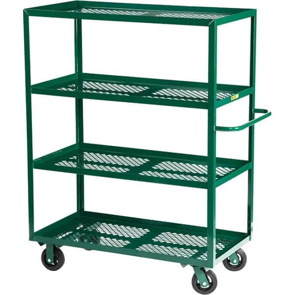 Little Giant - 1,600 Lb Capacity Steel Platform Truck - Steel Deck, 24" OAW, 48" Platform Length, Mold On Rubber Casters - Top Tool & Supply