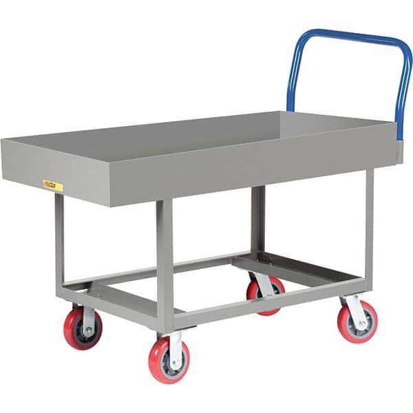 Little Giant - 2,000 Lb Capacity Steel Platform Truck - Steel Deck, 30" OAW, 49-1/2" Platform Length, Polyurethane Casters - Top Tool & Supply