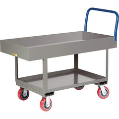 Little Giant - 2,000 Lb Capacity Steel Platform Truck - Steel Deck, 24" OAW, 49-1/2" Platform Length, Polyurethane Casters - Top Tool & Supply