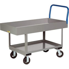 Little Giant - 2,000 Lb Capacity Steel Platform Truck - Steel Deck, 30" OAW, 61-1/2" Platform Length, Mold On Rubber Casters - Top Tool & Supply