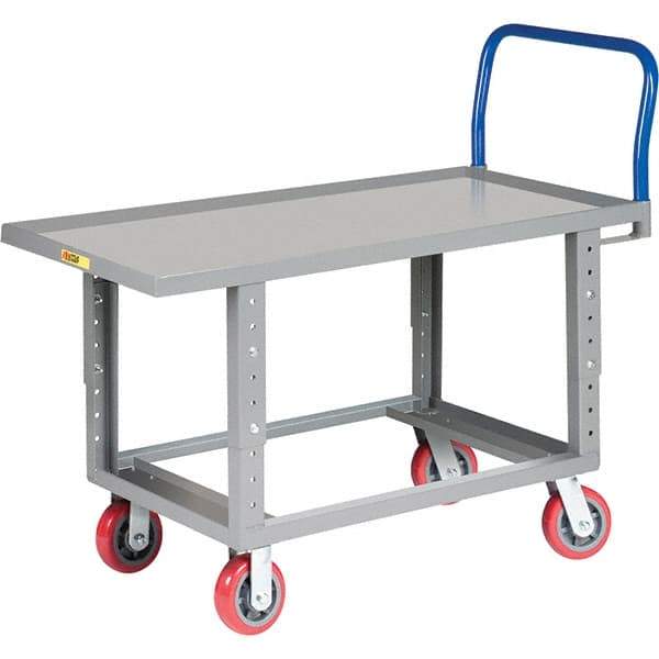 Little Giant - 2,000 Lb Capacity Steel Platform Truck - Steel Deck, 24" OAW, 61-1/2" Platform Length, Polyurethane Casters - Top Tool & Supply