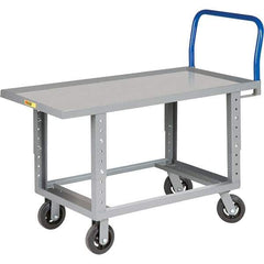 Little Giant - 2,000 Lb Capacity Steel Platform Truck - Steel Deck, 30" OAW, 48" Platform Length, Mold On Rubber Casters - Top Tool & Supply