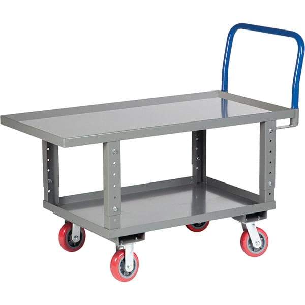 Little Giant - 2,000 Lb Capacity Steel Platform Truck - Steel Deck, 30" OAW, 49-1/2" Platform Length, Polyurethane Casters - Top Tool & Supply