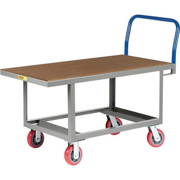 Little Giant - 2,000 Lb Capacity Steel Platform Truck - Steel Deck, 30" OAW, 49-1/2" Platform Length, Polyurethane Casters - Top Tool & Supply