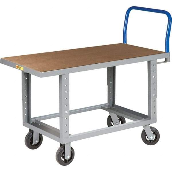 Little Giant - 2,000 Lb Capacity Steel Platform Truck - Steel Deck, 30" OAW, 48" Platform Length, Mold On Rubber Casters - Top Tool & Supply