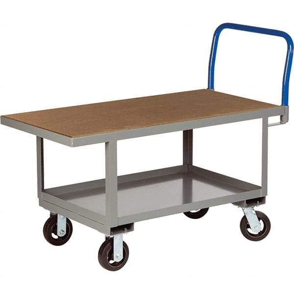 Little Giant - 2,000 Lb Capacity Steel Platform Truck - Steel Deck, 30" OAW, 60" Platform Length, Mold On Rubber Casters - Top Tool & Supply