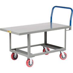 Little Giant - 2,000 Lb Capacity Steel Platform Truck - Steel Deck, 24" OAW, 61-1/2" Platform Length, Polyurethane Casters - Top Tool & Supply