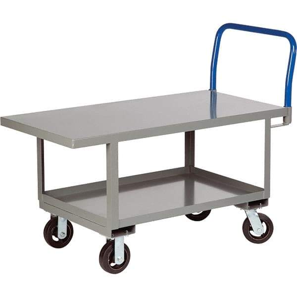 Little Giant - 2,000 Lb Capacity Steel Platform Truck - Steel Deck, 30" OAW, 48" Platform Length, Mold On Rubber Casters - Top Tool & Supply