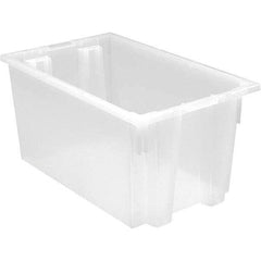 Quantum Storage - 90 Lb Load Capacity Clear Polypropylene Tote Container - Stacking, Nesting, 12" Long x 15-1/2" Wide x 23" High - Top Tool & Supply