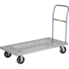 Little Giant - 1,600 Lb Capacity Steel Platform Truck - Steel Deck, 24" OAW, 36" Platform Length, Mold On Rubber Casters - Top Tool & Supply