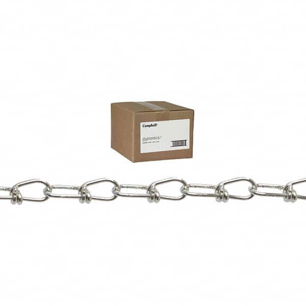 Campbell - Weldless Chain; Type: Double Loop Chain ; Load Capacity (Lb.): 90 ; Trade Size: #3 ; Chain Diameter (Decimal Inch): 0.0800 ; Finish/Coating: Zinc Plated ; PSC Code: 4010 - Exact Industrial Supply