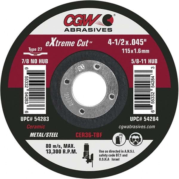 CGW Abrasives - Cutoff Wheels Tool Compatibility: Angle Grinders Wheel Diameter (Inch): 6 - Top Tool & Supply