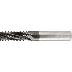 Helical Flute Thread Mill: Internal & External, 1 Flute, 3/8″ Shank Dia, Solid Carbide 0.36″ Cut Dia, 7/8″ LOC, TiAlN Coated