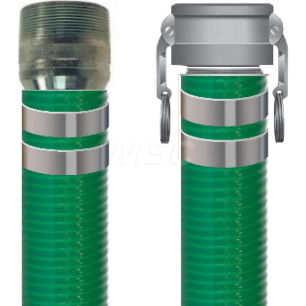 Liquid Suction & Discharge Hose; Inside Diameter (Inch): 1-1/2; Length (Feet): 15; Outside Diameter (Decimal Inch): 1.8400; Material: PVC; Working Pressure (psi): 90.000; Vacuum Rating: 29 In. Hg; Color: Green; Minimum Temperature (F): -23.000; Maximum Te