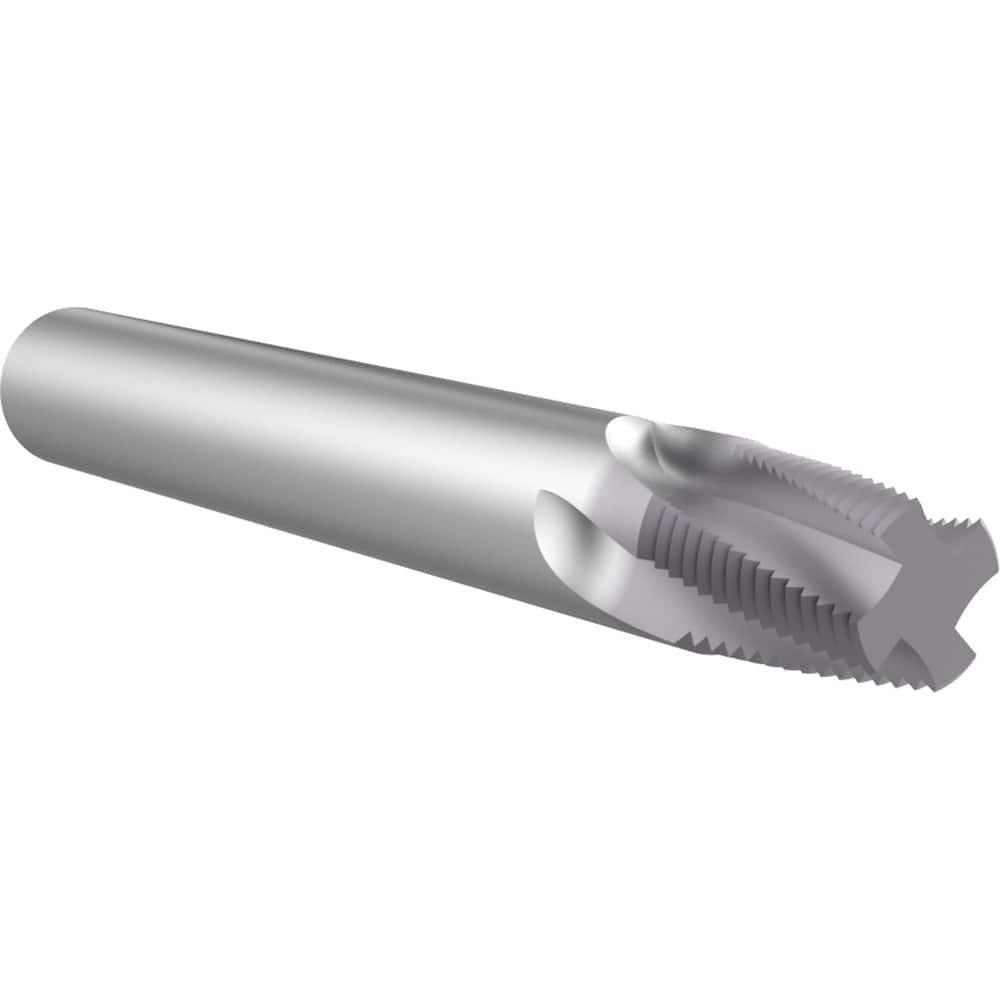 Helical Flute Thread Mill: 1/4-3/8, Internal & External, 4 Flute, Solid Carbide TiAlN Coated