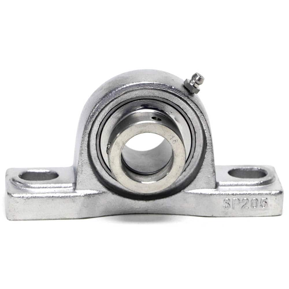 Shuster - SNASP206-20, 1-1/4" ID, 164mm OAL x 83mm OAH46mm Wide, Ball Bearing Pillow Block - Exact Industrial Supply